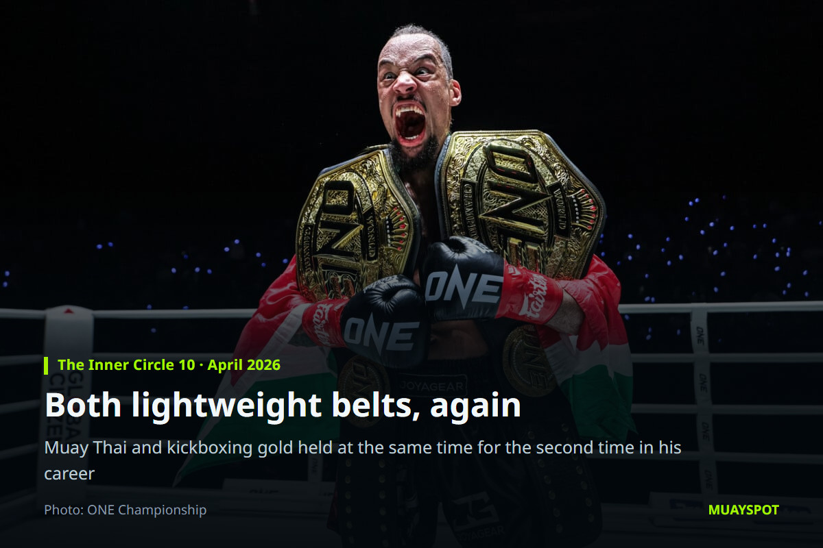 Regian Eersel holding both ONE lightweight world titles at The Inner Circle 10