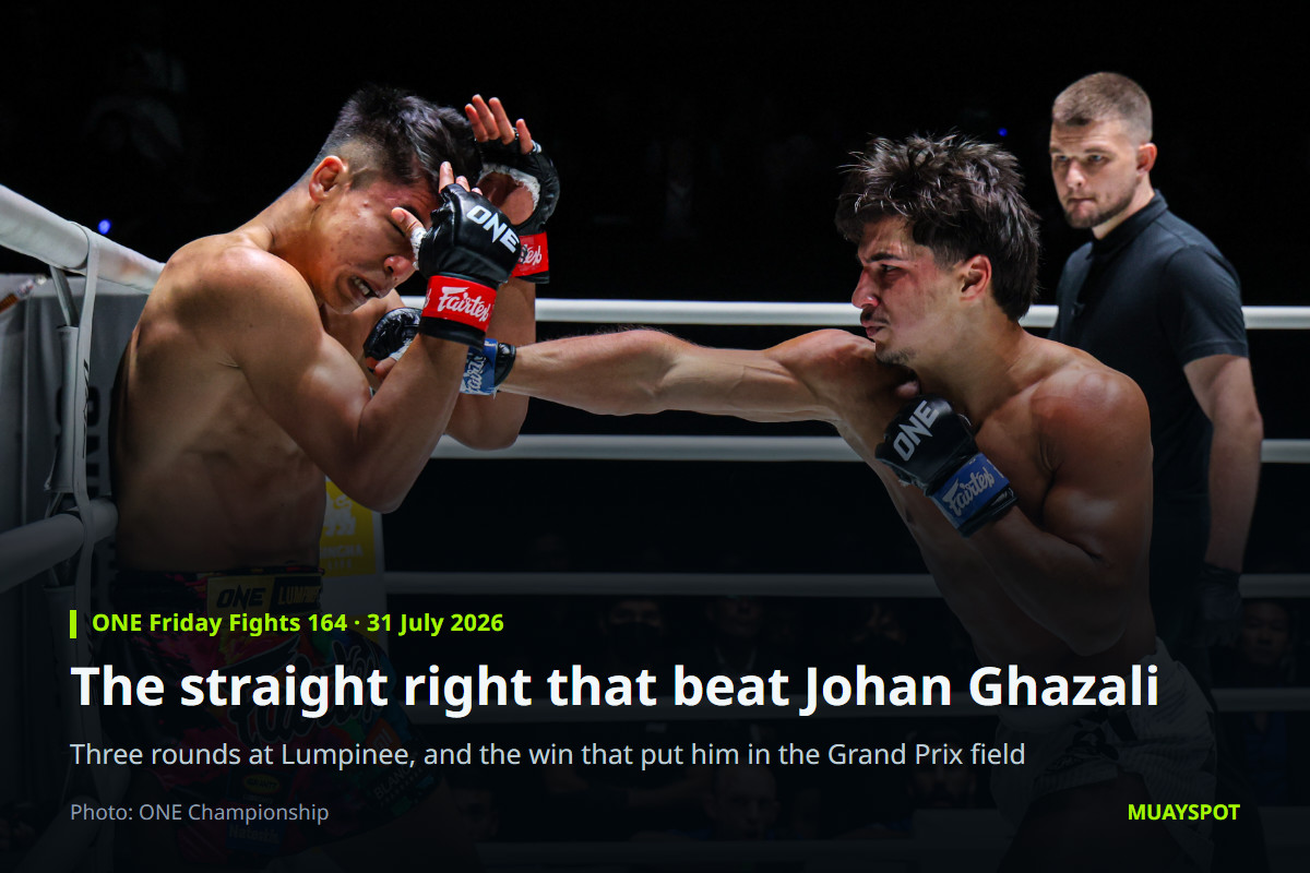 Ramadan Ondash landing a straight punch on Johan Ghazali at ONE Friday Fights 164