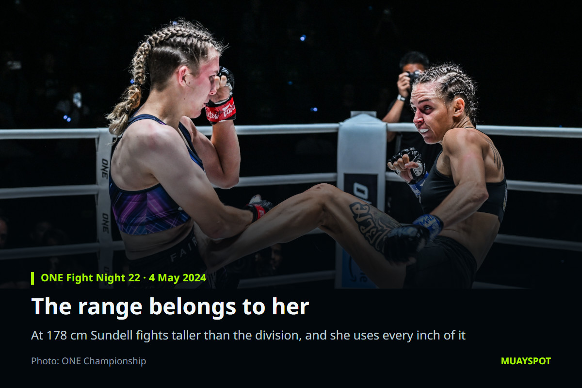 Smilla Sundell using her range against Natalia Diachkova at ONE Fight Night 22
