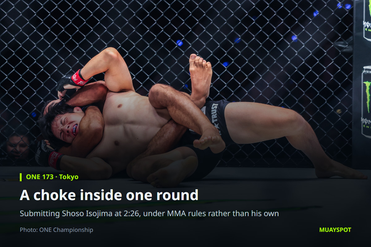 Tye Ruotolo locking in a choke on Shoso Isojima at ONE 173