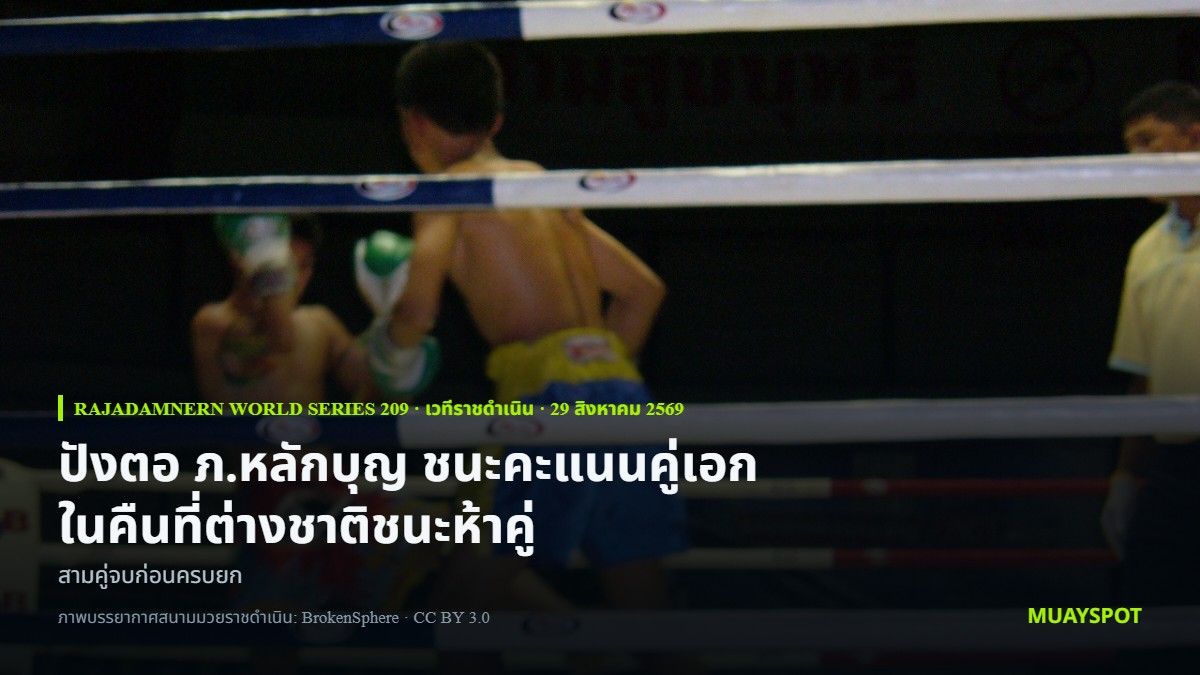 ภาพมุมเวทีในสนามมวยราชดำเนิน ใช้ประกอบรายงานผลศึก Rajadamnern World Series 209